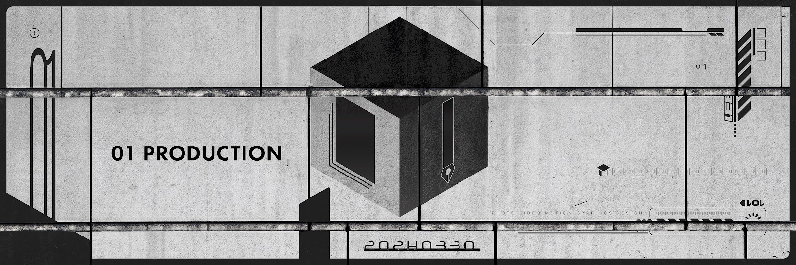 01 PRODUCTION 立体ロゴ グレービジュアル